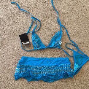 Blue Lace Women's Intimate Set